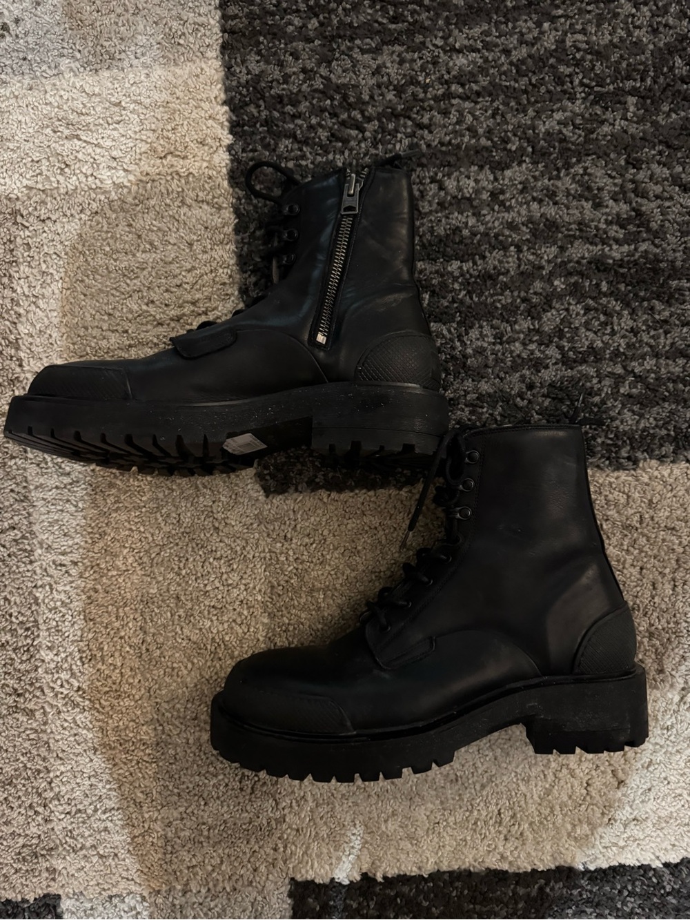 AllSaints Black Leather Lug-Soled Lace-Up Boots - Picture 6 of 6